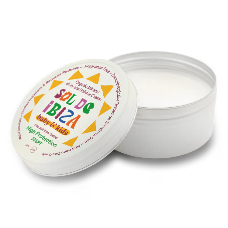 SOL DE IBIZA apsauginis kremas veidui ir kūnui nuo saulės vaikams BABY&KIDS SPF 30, 100 g