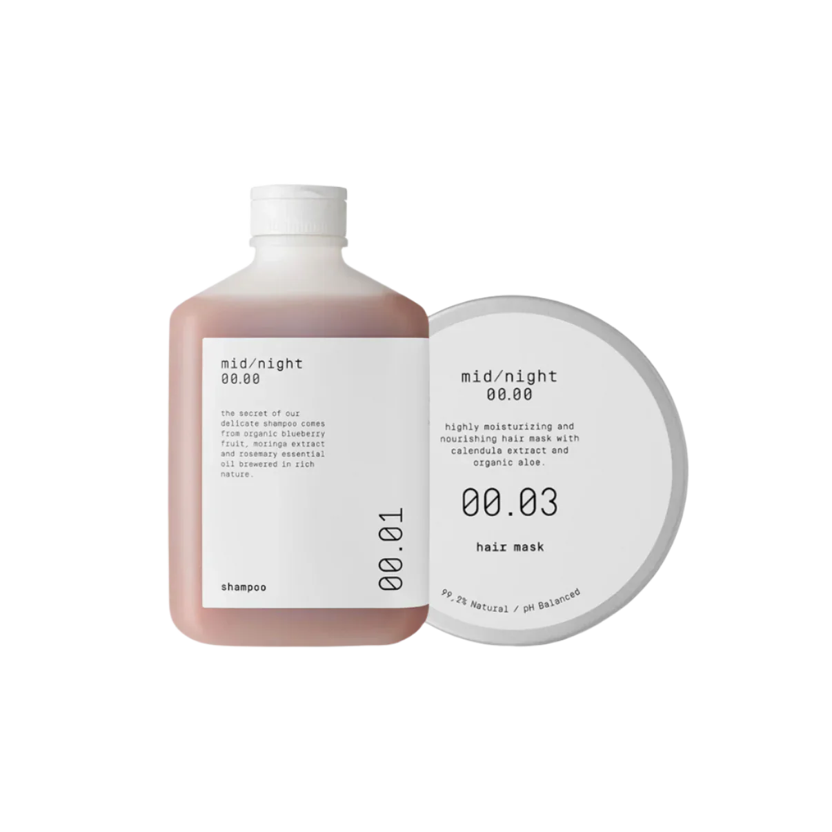 Mid/night 00.00 Drėkinantis plaukų priežiūros rinkinys