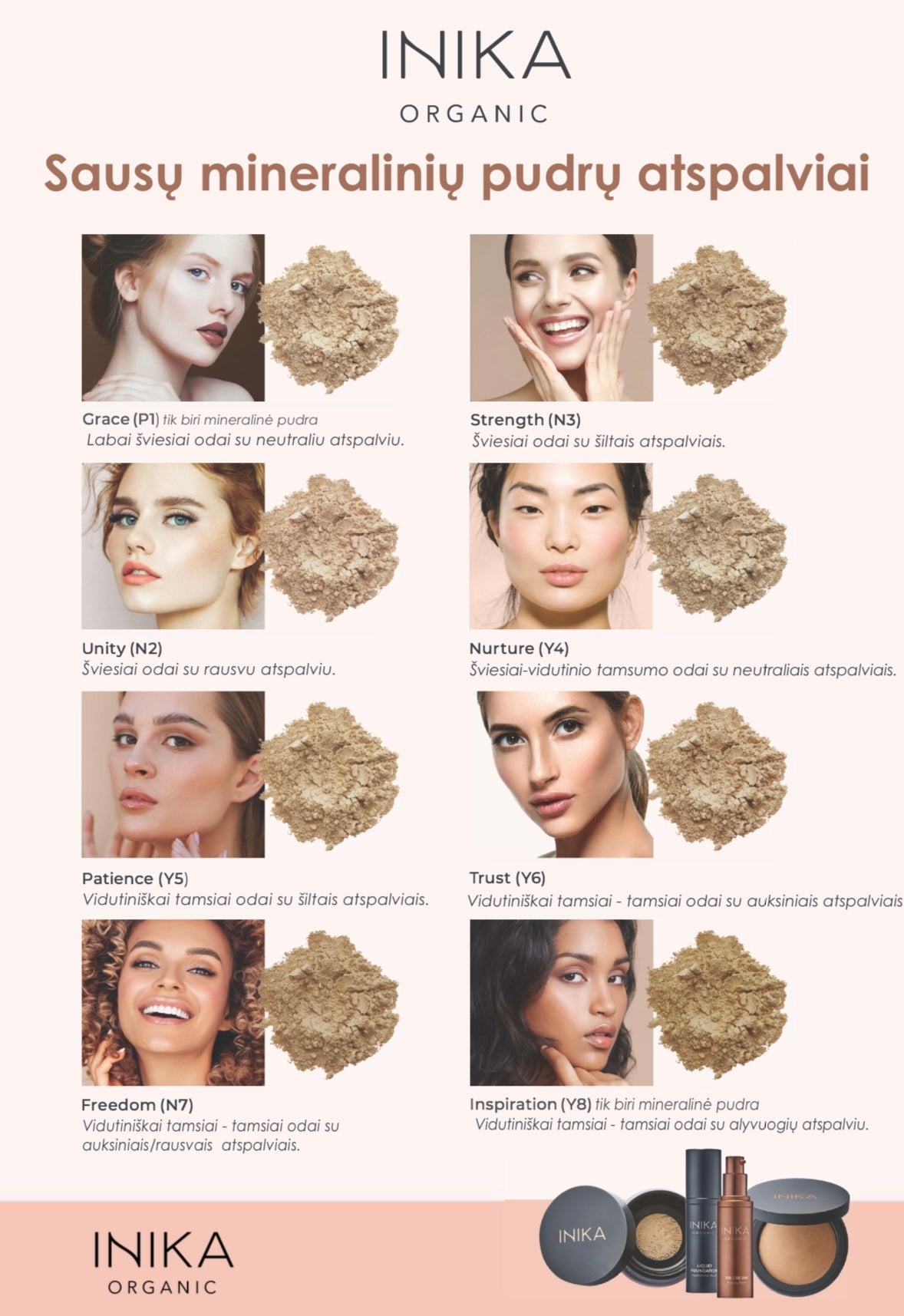 INIKA ORGANIC BIRI MINERALINĖ PUDRA  SPF25, 8g